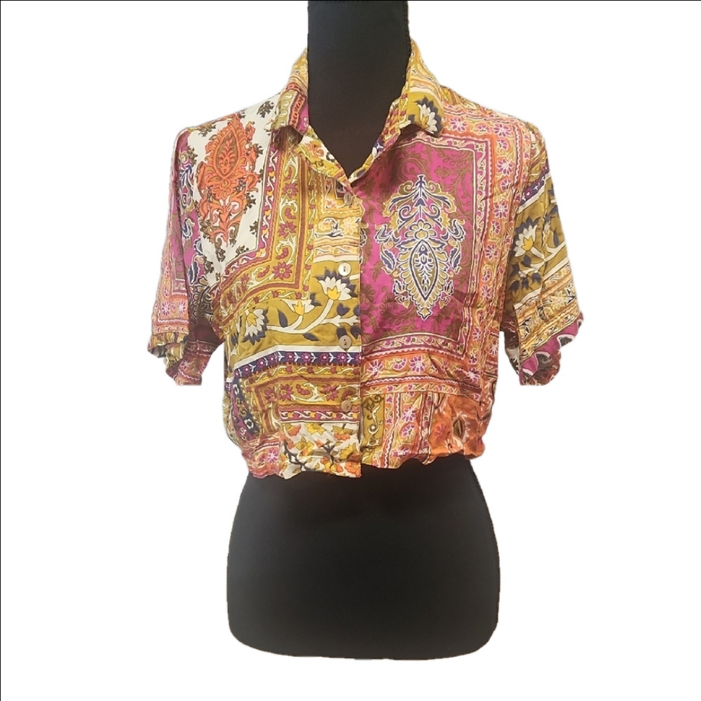 Vintage Spoon Jean Paisley Croppee Top, Size Large